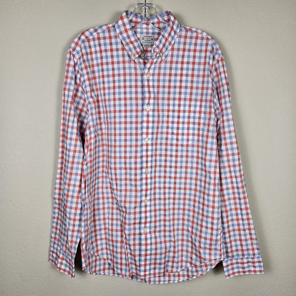 J.Crew Button Down Mens M Gingham Light Weight Shirt Long Sleeve Plaid Cotton - Picture 14 of 14